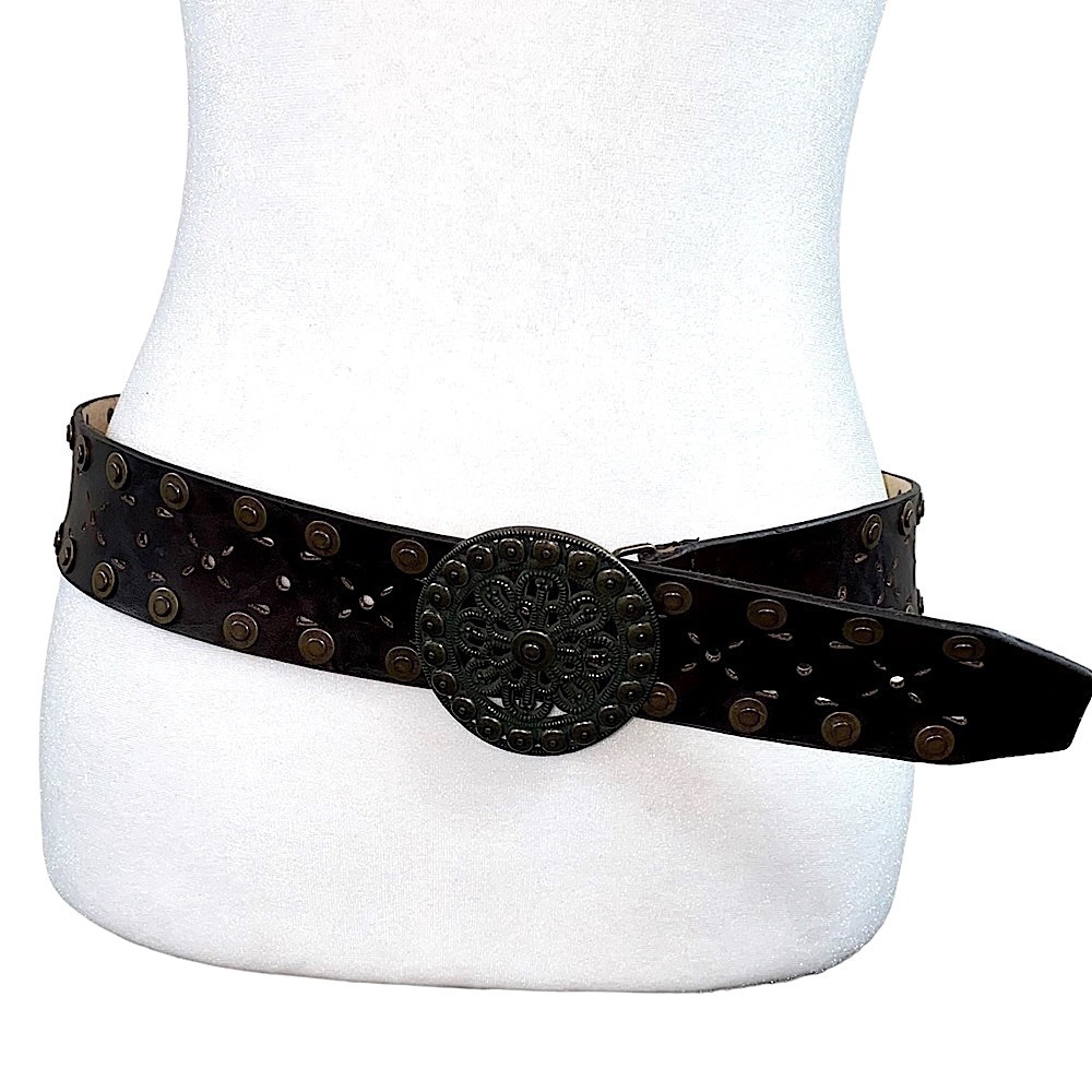 Sonoma Women's Studded Brown‎ Leather Coachella Boho Style Belt Size S